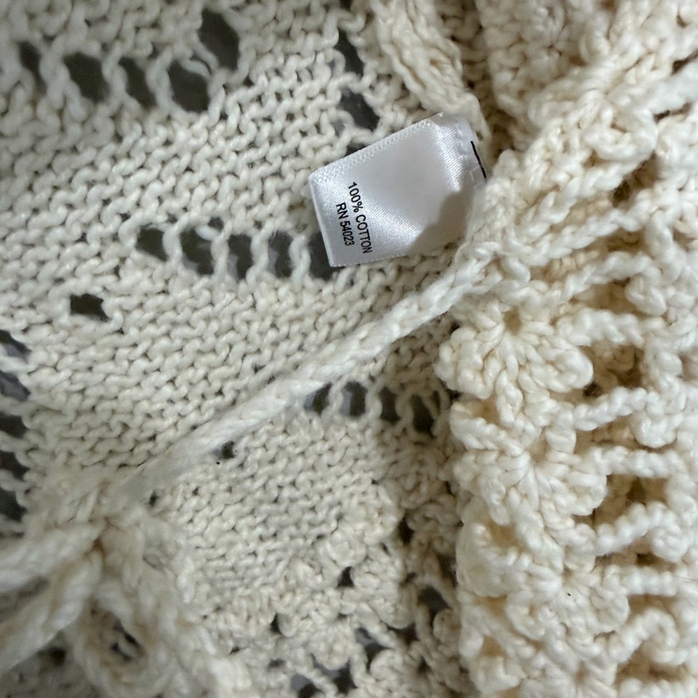 Banana Republic Cream Crochet Cardigan Boho Lightweight Layer Size M - Picture 6 of 8